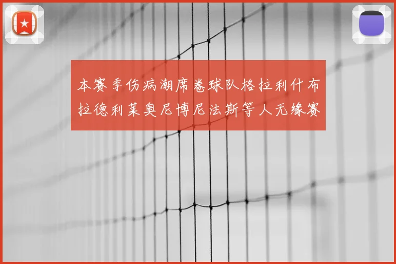 本赛季伤病潮席卷球队格拉利什布拉德利莱奥尼博尼法斯等人无缘赛季余下比赛
